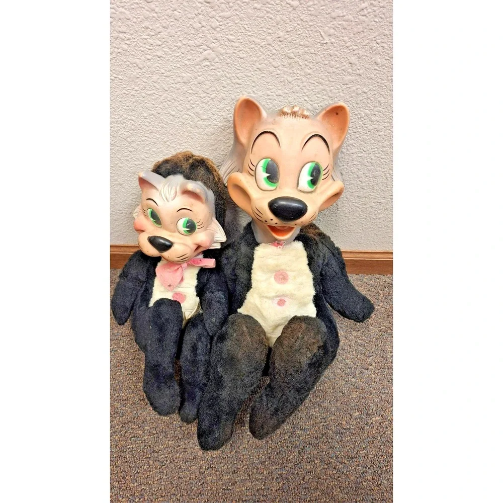 Knickerbocker Mr/ Mrs Jinx Black Cat Plush Toy Huckleberry‎ Hound Rubber